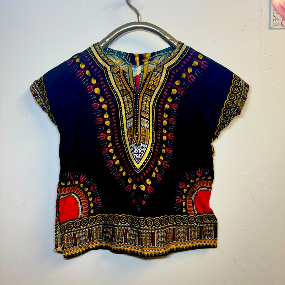 Vintage dashiki Kids large women’s XS black red yellow Rasta African EUC